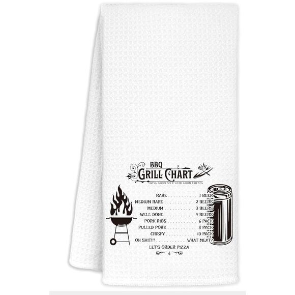 BBQ Grill Chart Funny Kitchen Grill Towel Grilling Cooking Towels 16x24 Inch s16 - Picture 1 of 7